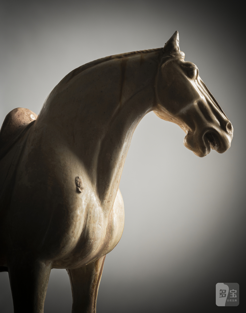 A partly amber-glazed earthenware figure of a standing horse - 图3